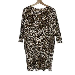 Free People Savannah Leopard Print Pockets Dolman Sleeves Dress Size XS